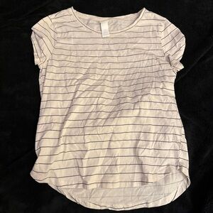 H&M Cream and Black Striped Short Sleeve Top